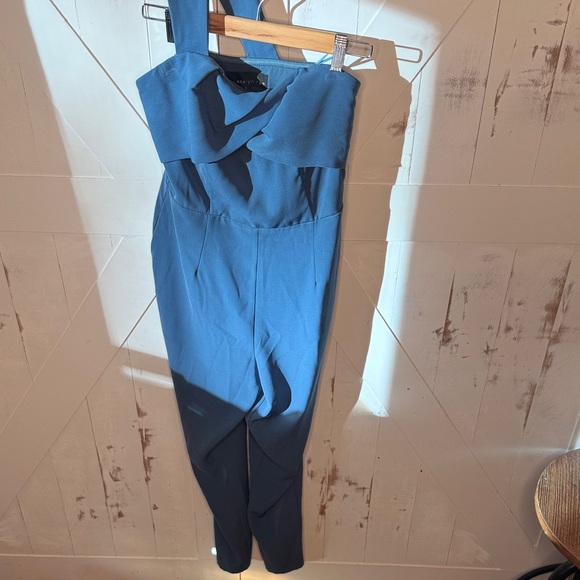 Anthropologie Adelyn Rae One Shoulder Jumpsuit Dusty Blue - Picture 3 of 5